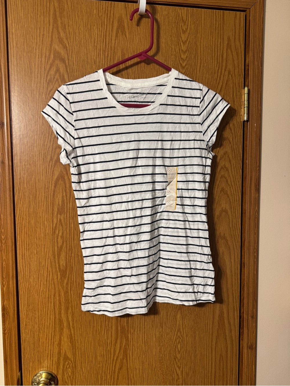 Universal Thread White Tee with Navy Stripes